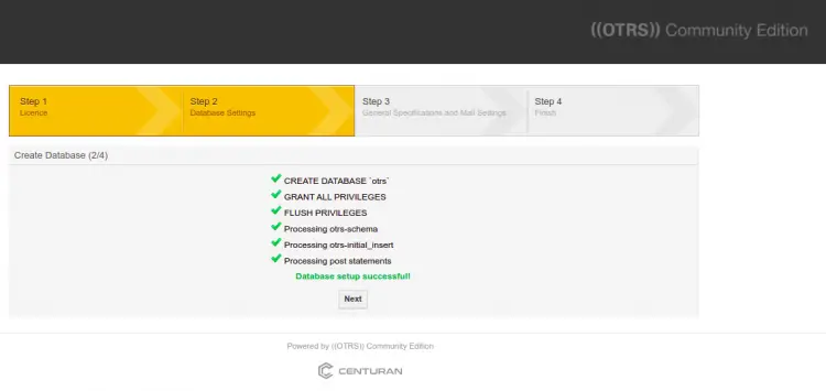 Создание пользователя базы данных для OTRS