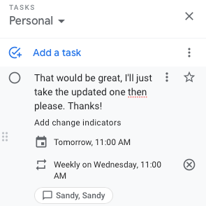 Задача из сообщения Google Chat