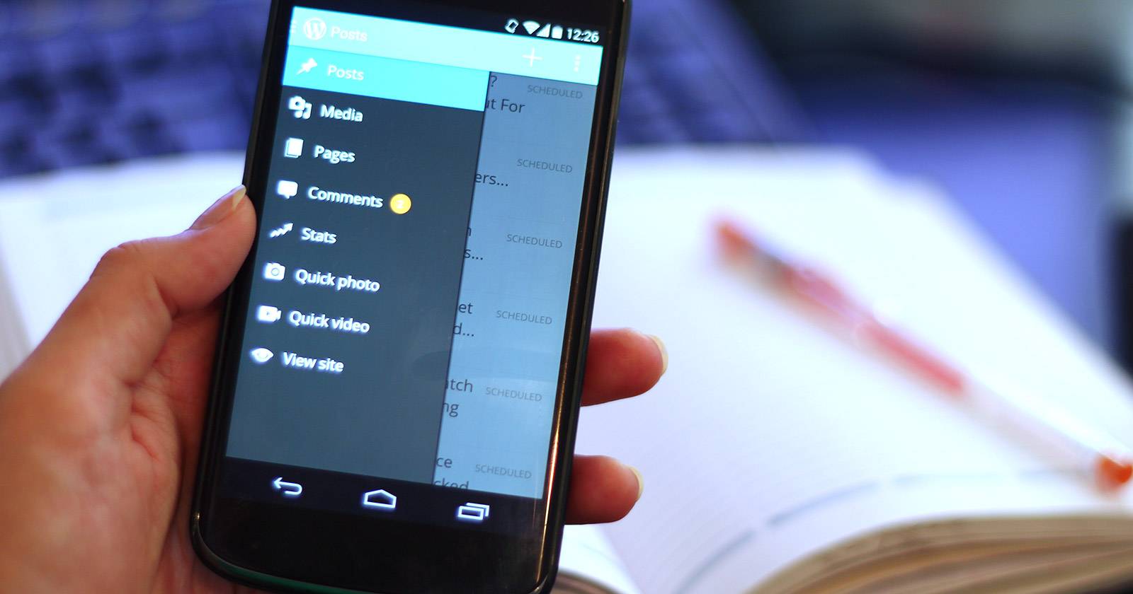 Приложение WordPress на мобильном устройстве — экран блога
