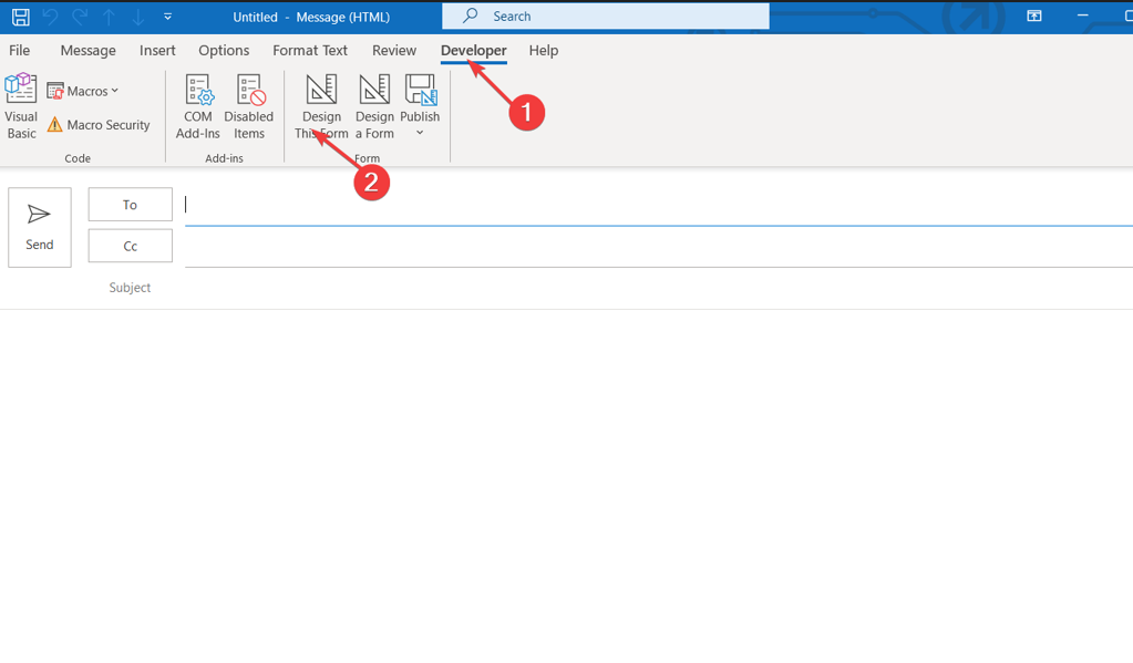 Вкладка Разработчик — Проектирование формы