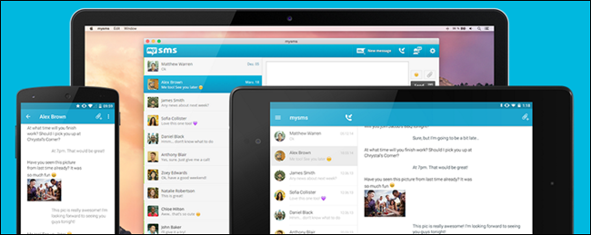 Скриншот MySMS с окнами чатов на ПК