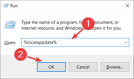 Диалог Windows 'Выполнить' с введённым %localappdata%