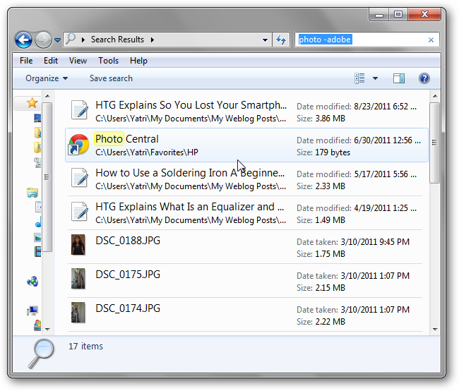 Скриншот: поиск с исключением слов с помощью минуса