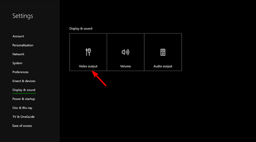 Параметры вывода видео Xbox