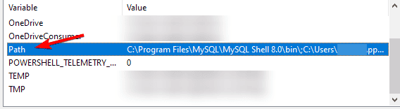 Выбор переменной Path в пользовательских переменных