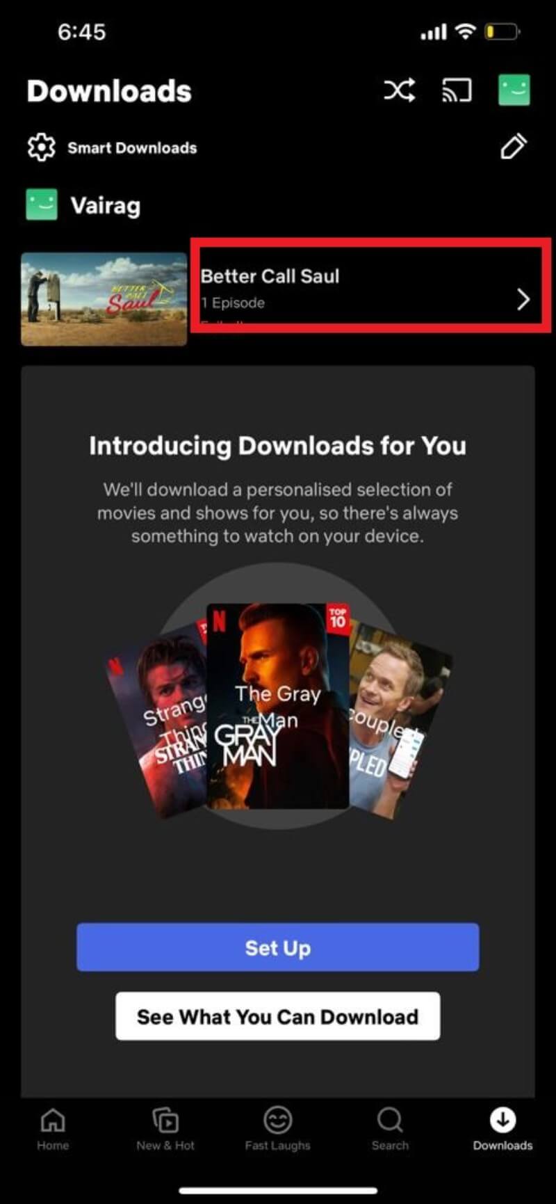 schermata con elenco download e opzione per eliminare su iOS