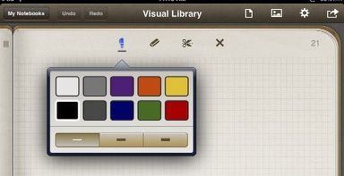 Панель инструментов Penultimate с различными цветами и размерами пера