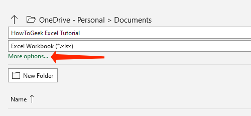 Кнопка Другие параметры для открытия проводника и создания папок