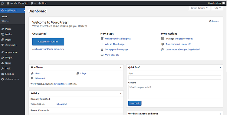 Панель управления WordPress