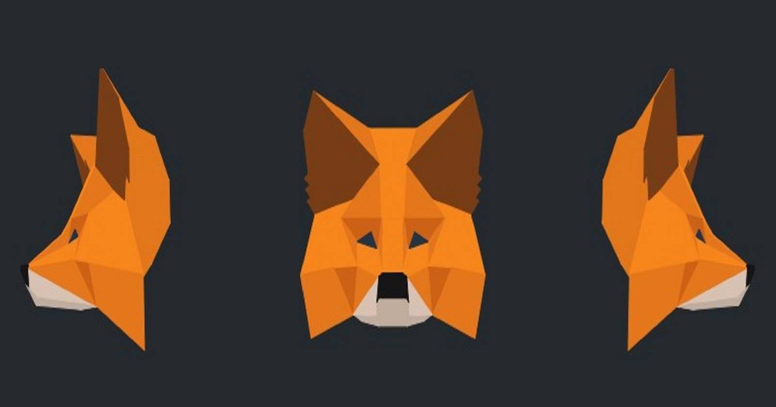 Логотип MetaMask в виде лисёнка с трёх ракурсов.