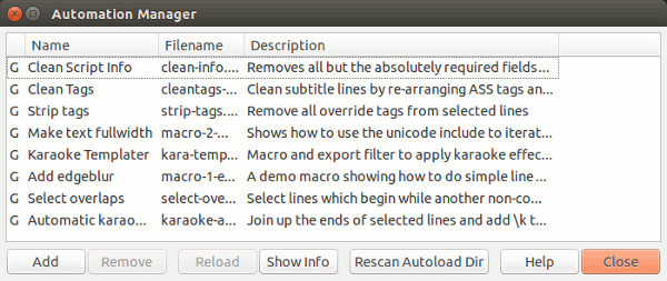 Примеры скриптов автоматизации и настройка в Aegisub