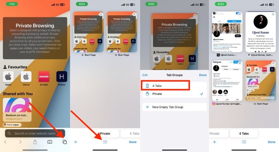 переключение на обычный режим safari