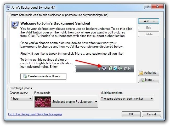 Автоматическая смена обоев в Windows с JBS