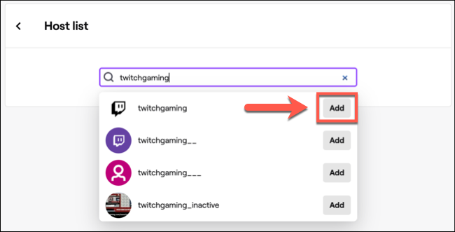 Search for a Twitch channel to add, then click the 