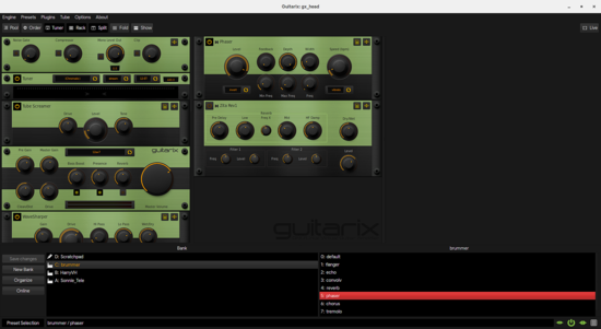Готовые комплекты эффектов в Guitarix