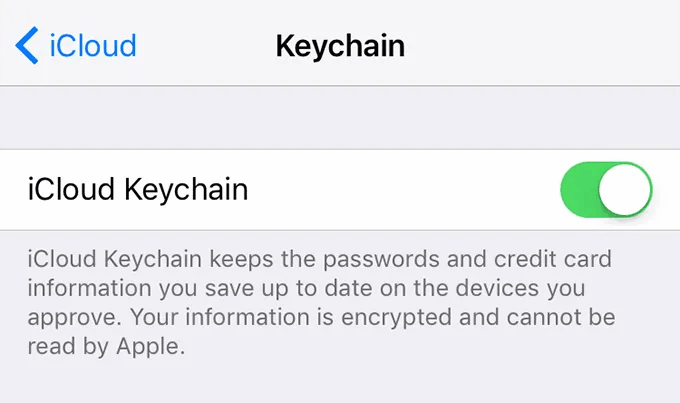 Включение iCloud Keychain на iPhone