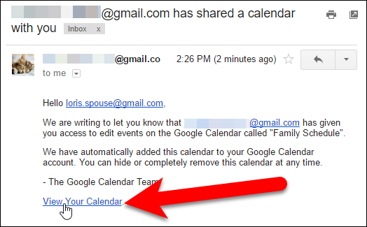Письмо с приглашением просмотреть календарь