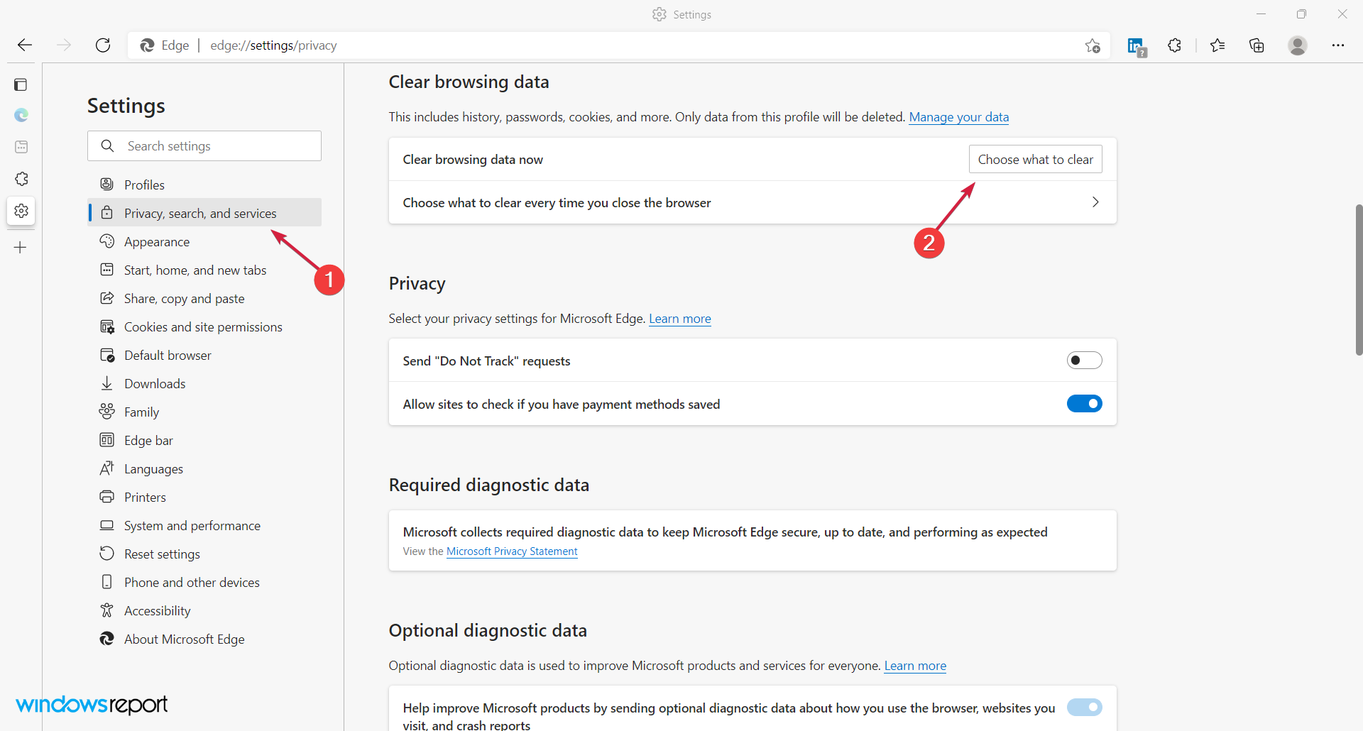 Очистка данных в Edge
