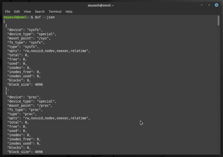 Экспорт результата duf в JSON