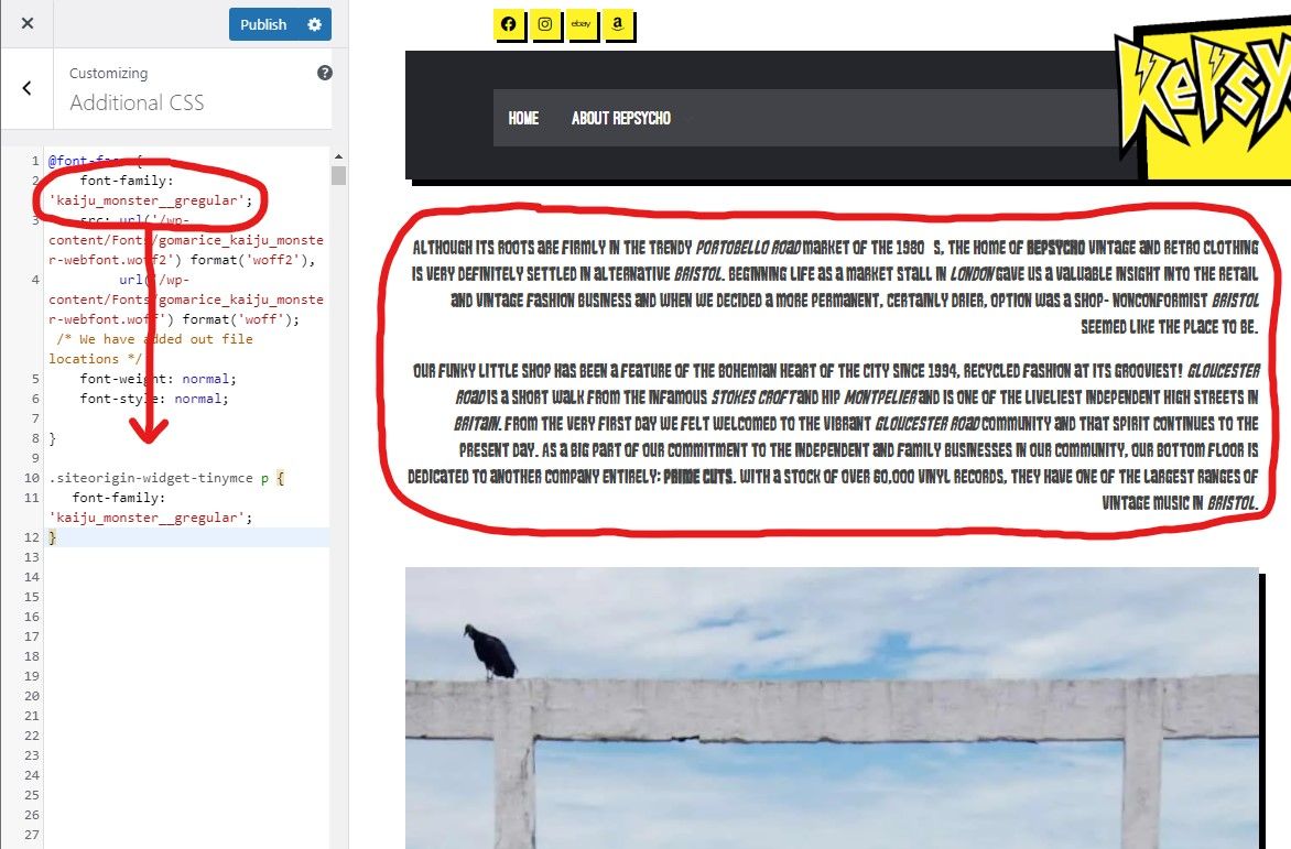 Пример добавления правила font-family в CSS