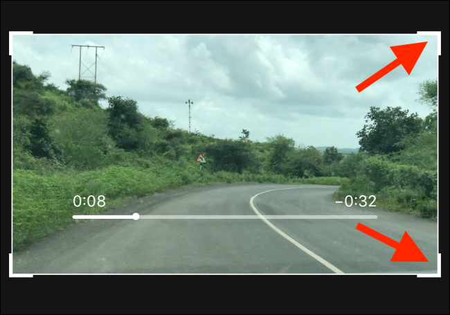 Перетяните угол рамки для свободной обрезки видео