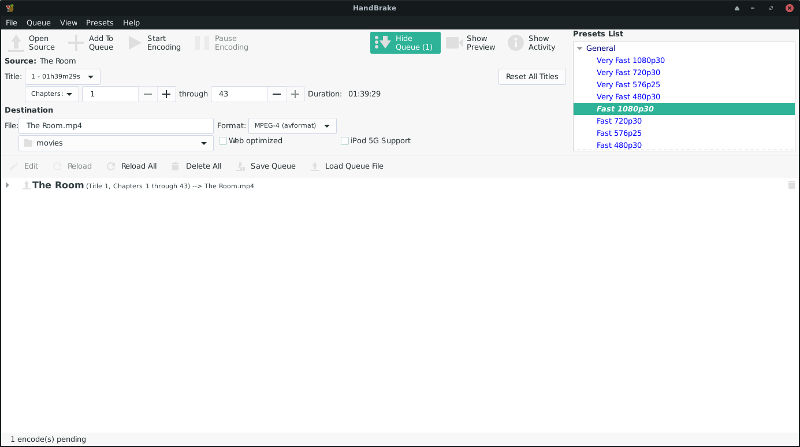 Handbrake Queue