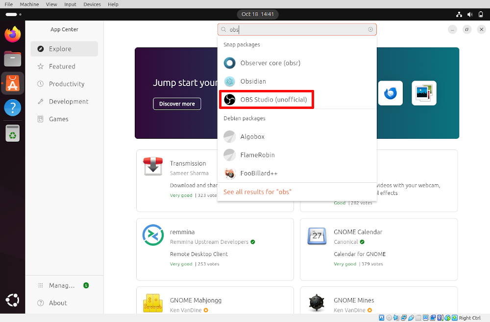 Центр приложений Ubuntu