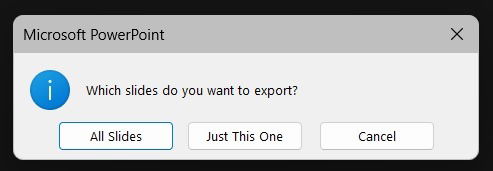 Выбор варианта экспорта всех слайдов при сохранении