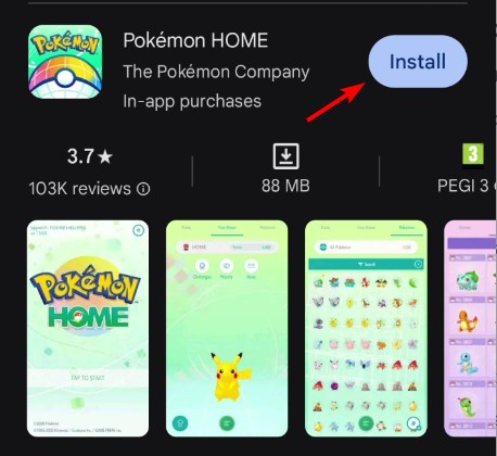 изображение процесса установки приложения Pokemon Home