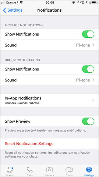 Опция выбора звука уведомления группы на iOS