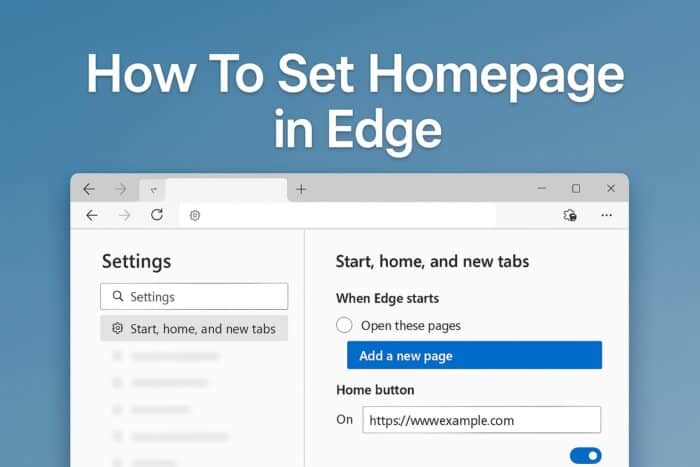 Установить домашнюю страницу в Microsoft Edge