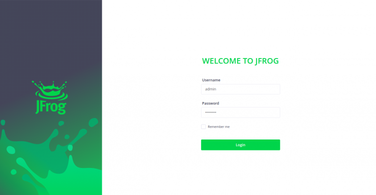 Страница входа JFrog Artifactory