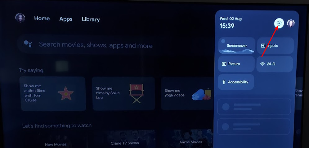 Экран настроек телевизора TCL