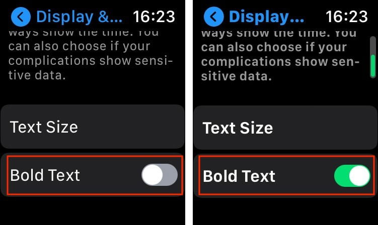 Apple Watch Text Size Making Text Bold