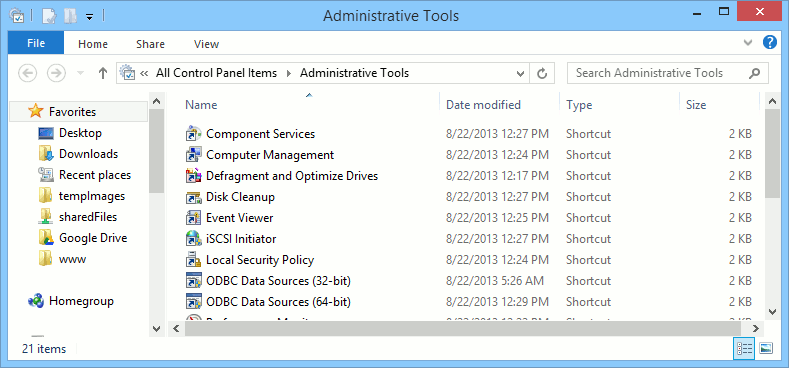 Отключить Administrative Tools в Windows