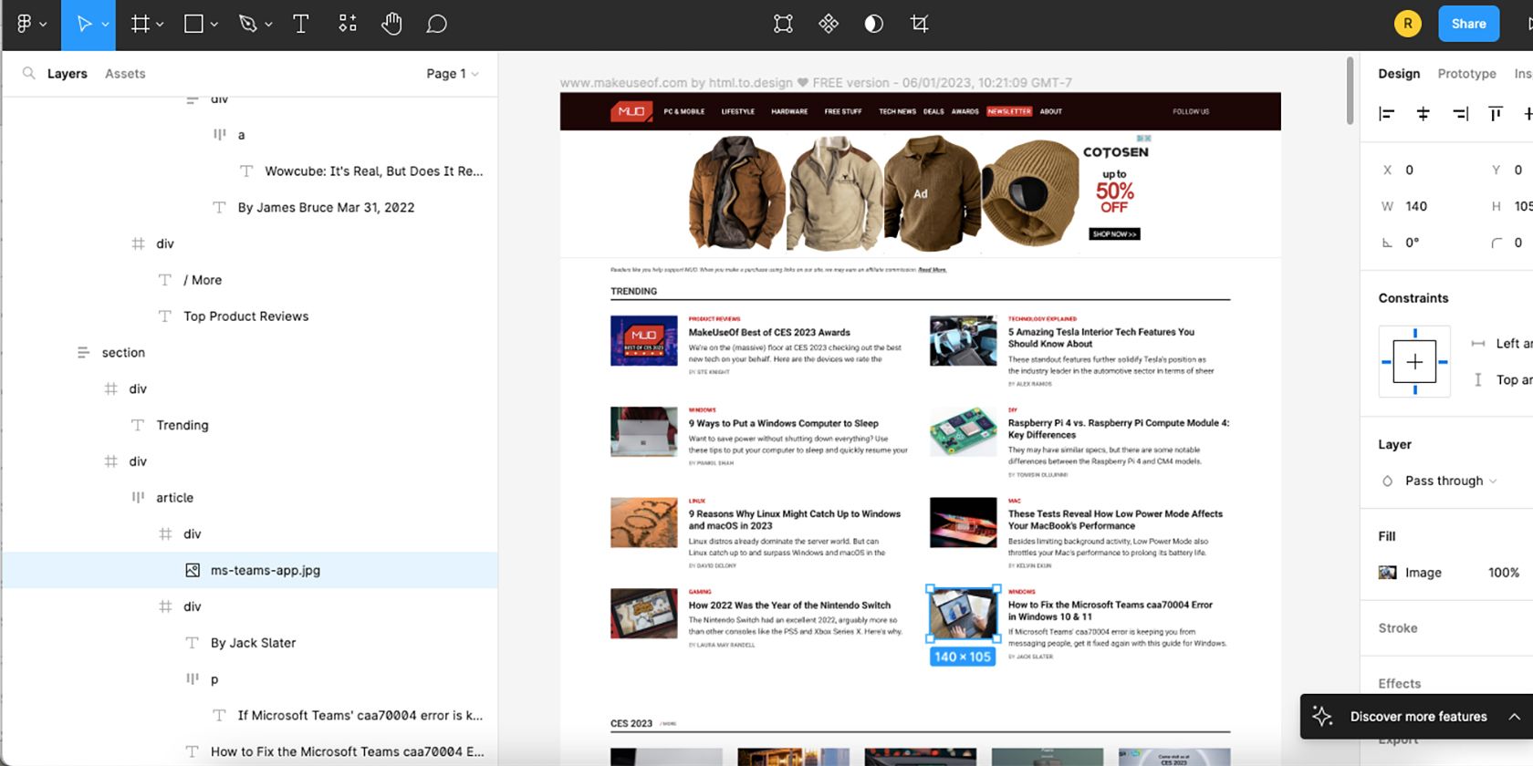 Figma with highlighted section in layers.