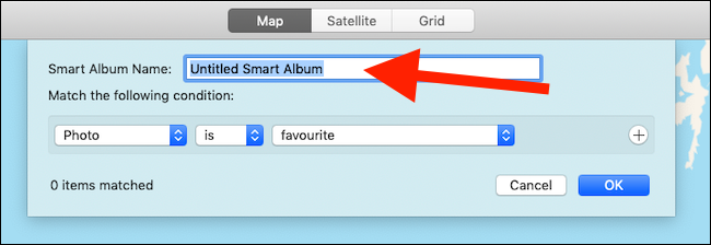 Поле для ввода имени умного альбома