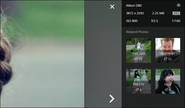 Детальный просмотр фото с метаданными и тегами в Plex