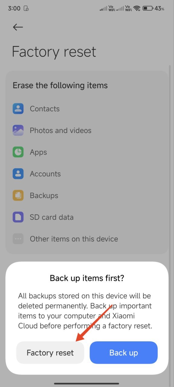 factory reset confirm