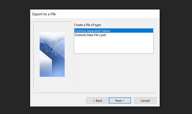 Экспорт Outlook в CSV для Excel