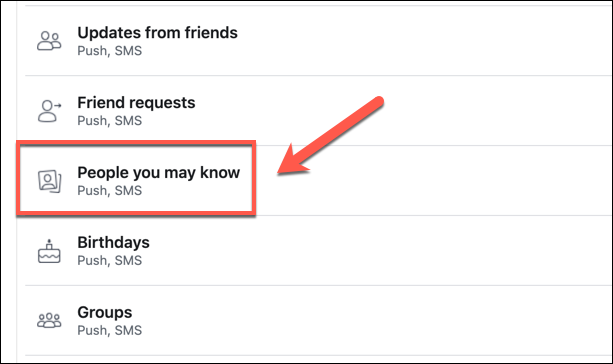 В меню уведомлений выберите пункт Люди, которых вы возможно знаете.