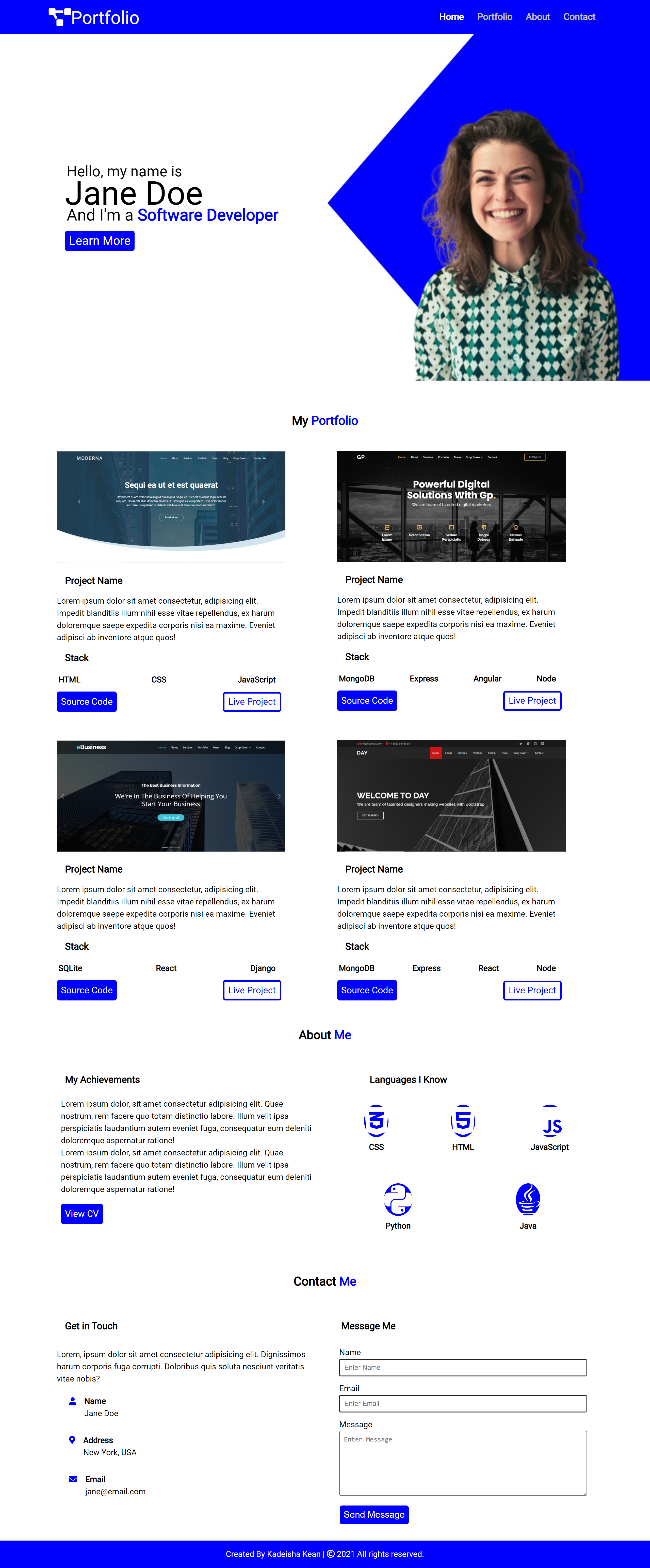 Полный пример сайта-портфолио