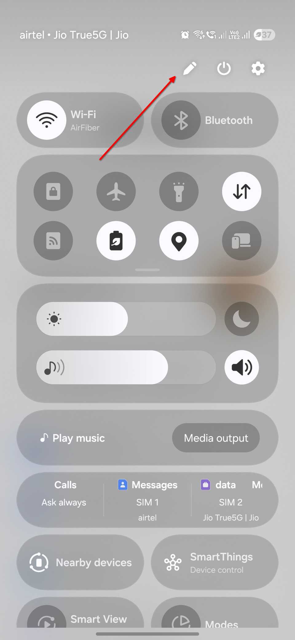 The Notification panel edit button on One UI 8.