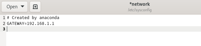 Строка GATEWAY= в конфигурационном файле Fedora.