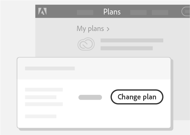 Выбор нового плана и параметры оплаты на сайте Adobe