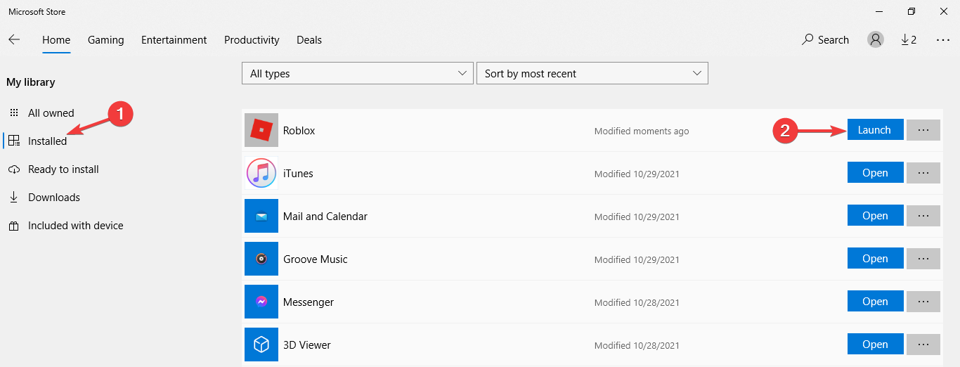 Вкладка «Installed» с кнопкой Запустить (Launch)