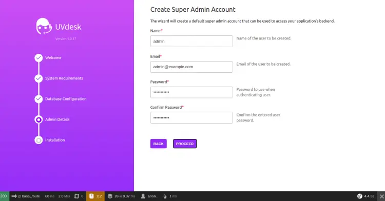 Создание администратора UVdesk