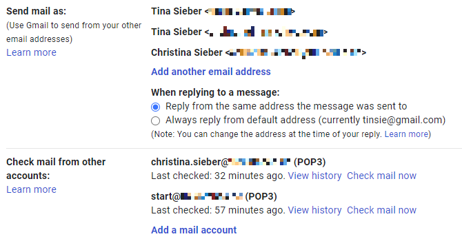 Добавление внешних аккаунтов и импорт письм в Gmail.