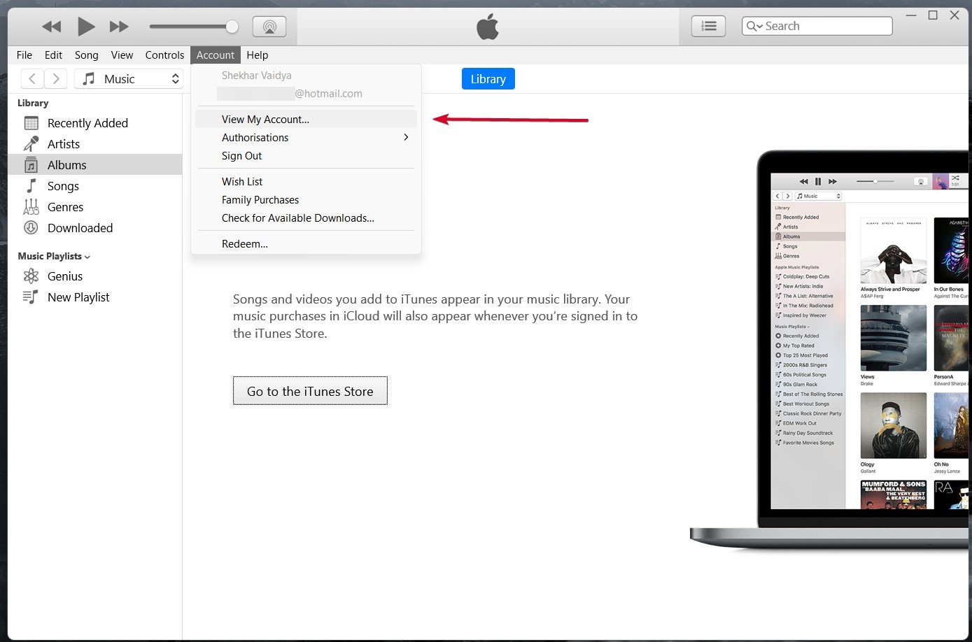 Просмотр баланса Apple ID в iTunes на Windows