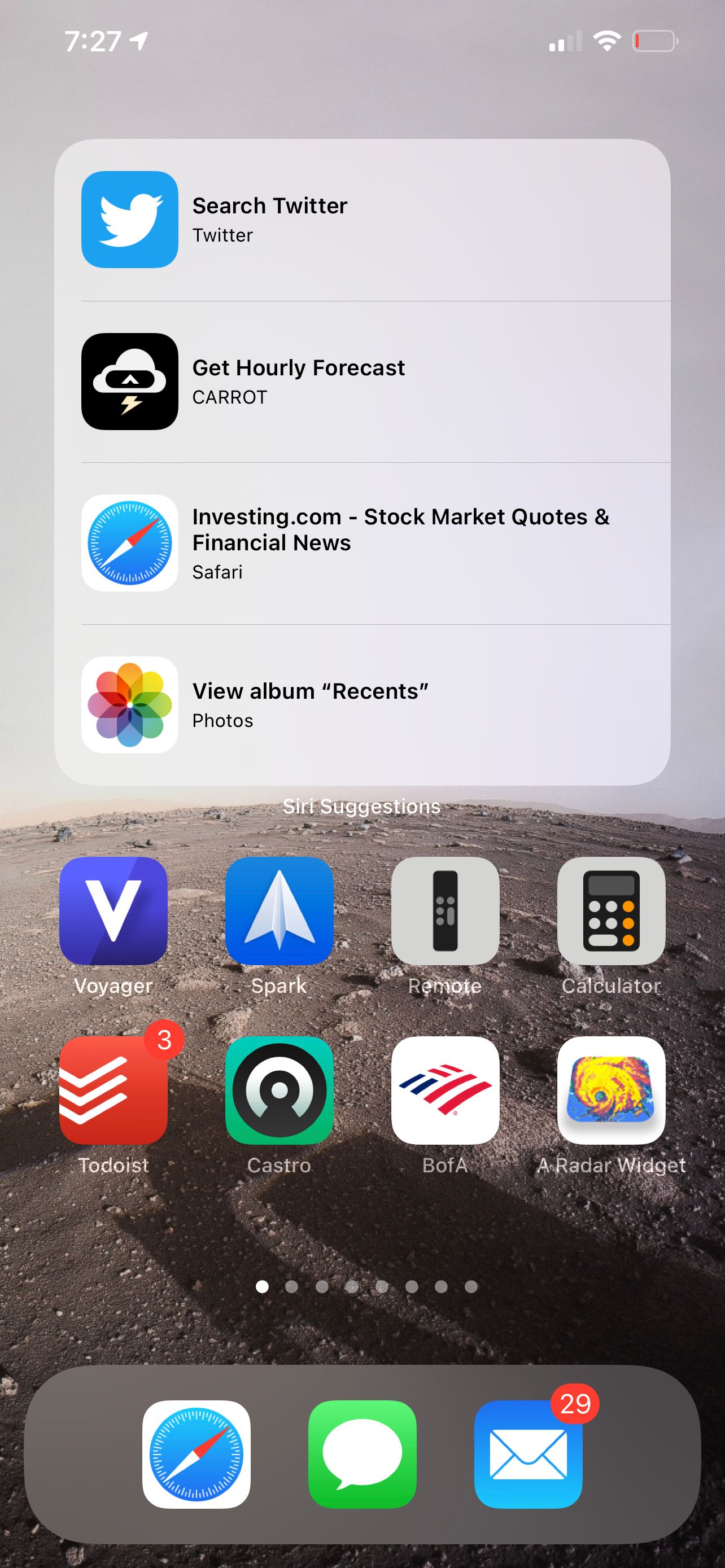 Большие виджеты с предложениями ярлыков.